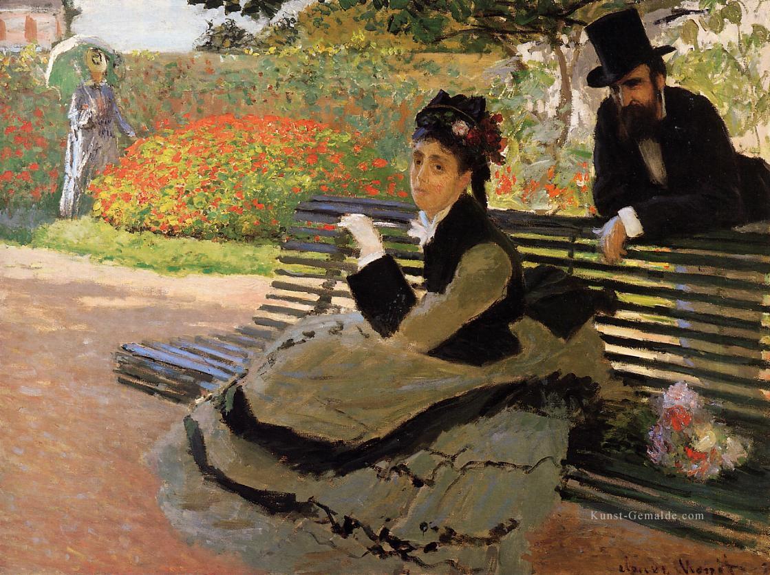 The Strand aka Camille Monet auf einer Gartenbank Claude Monet Ölgemälde
